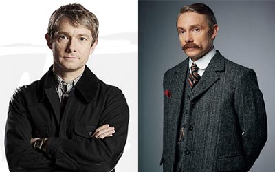 John Watson in previous episodes (left) and Dr. Watson in The Abominable Bride