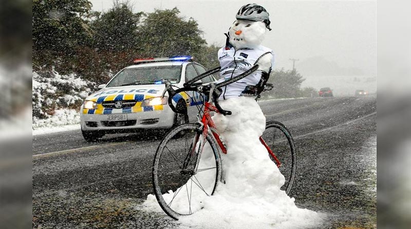 Snowman-cyclist