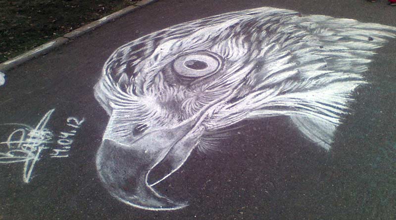 Eagle. Chalk masterpieces by Russian street artist Rustam Valeev