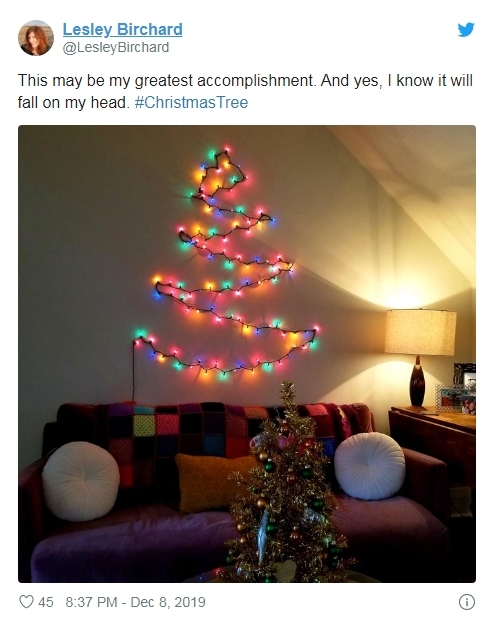 string lights Christmas tree