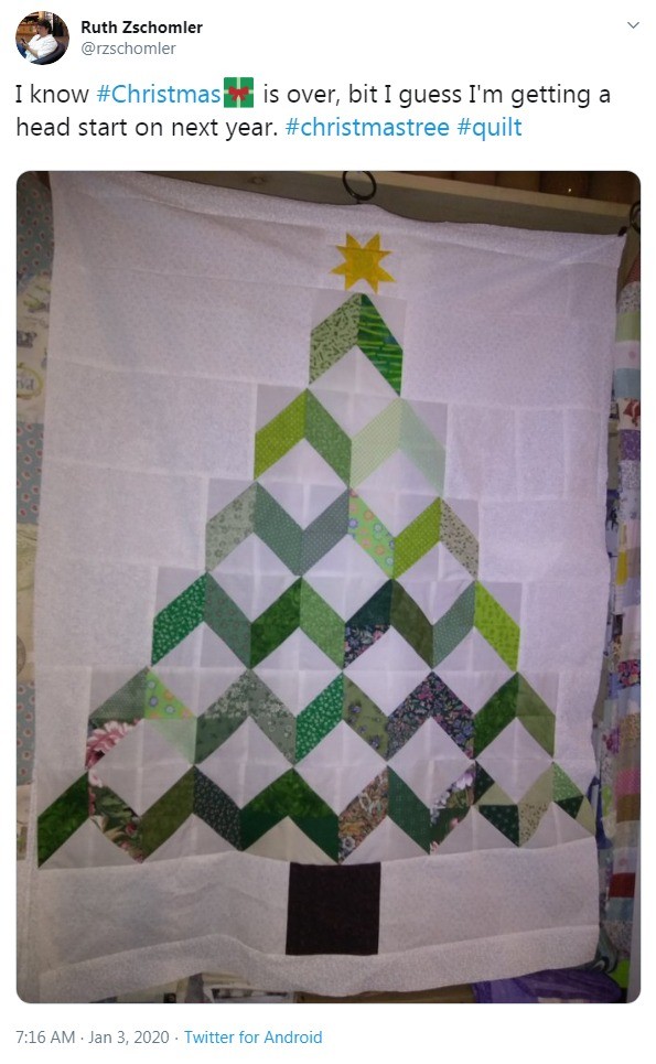 Christmas tree from a patchwork quilt