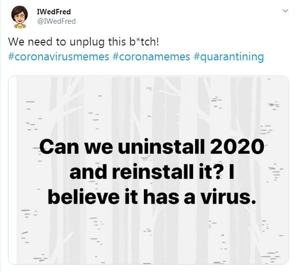 Conoronavirus meme - uninstall 2020