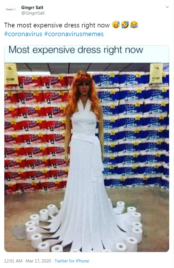 Coronavirus meme - expensive dress