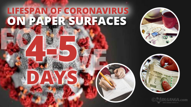 Persistence of coronavirus on paper