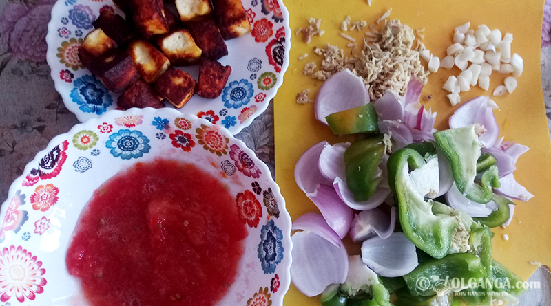 Ingredients for chilli paneer