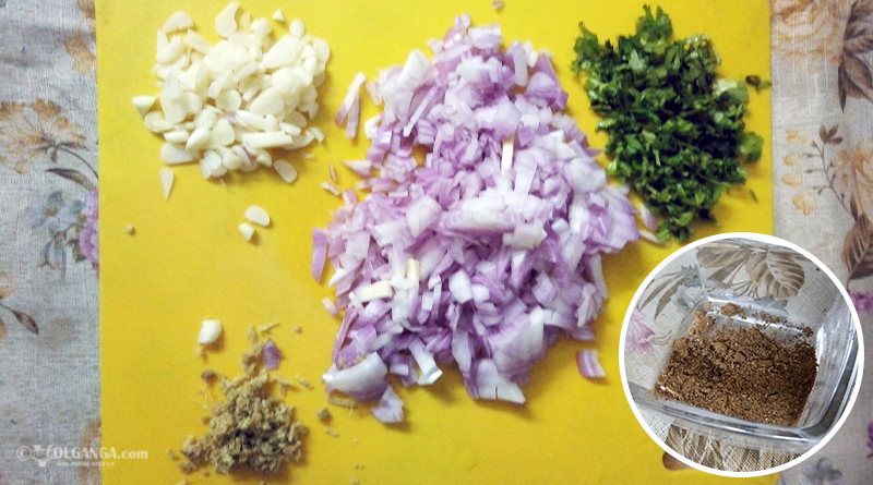 Chopped ingredients for baigan bharta