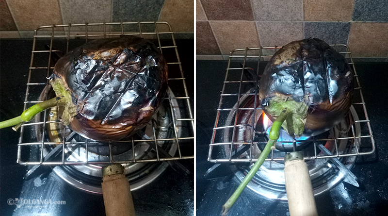 Frying brinjal